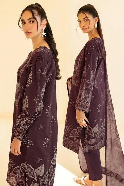 Ramsha 3 Piece Stitched Digital Printed Khaddar Suit - E-208 - Mahogany