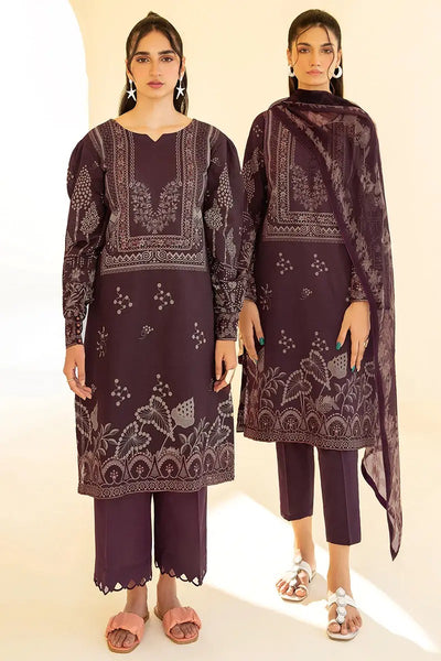 Ramsha 3 Piece Stitched Digital Printed Khaddar Suit - E-208 - Mahogany