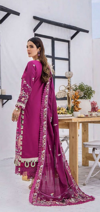 Eshaisha 3 Piece Unstitched Festive Lawn Embroidered Suit EA-FL-514