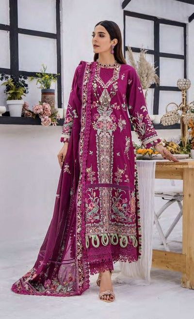 Eshaisha 3 Piece Unstitched Festive Lawn Embroidered Suit EA-FL-514