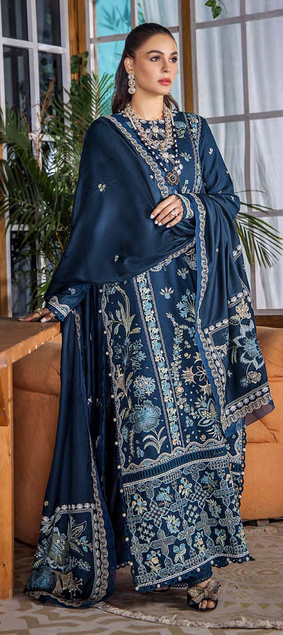 Eshaisha 3 Piece Unstitched Plain Khaddar Embroidered Suit EA-W2-516