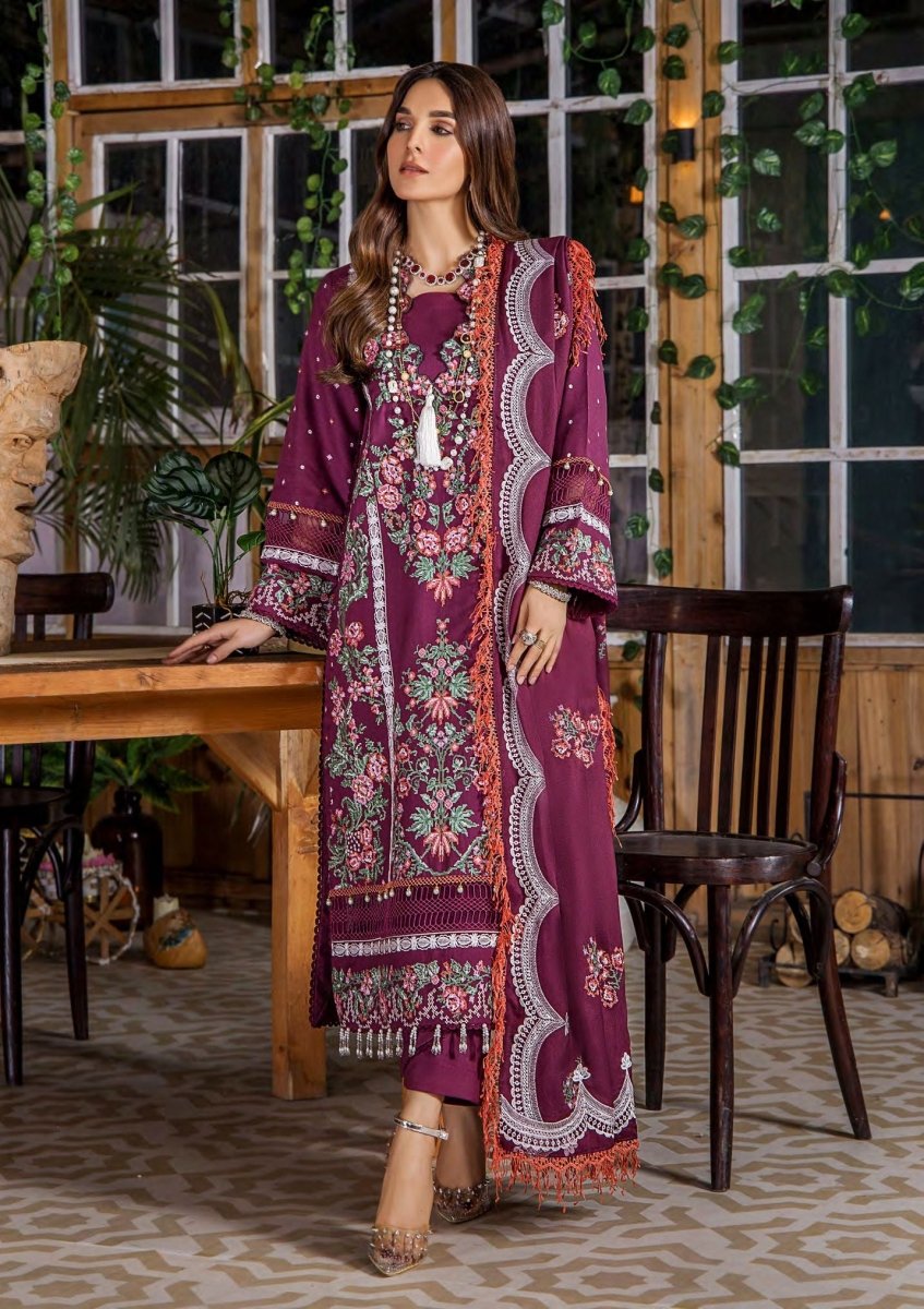 Eshaisha 3 Piece Unstitched Dhanak Embroidered Suit EA-W2-518