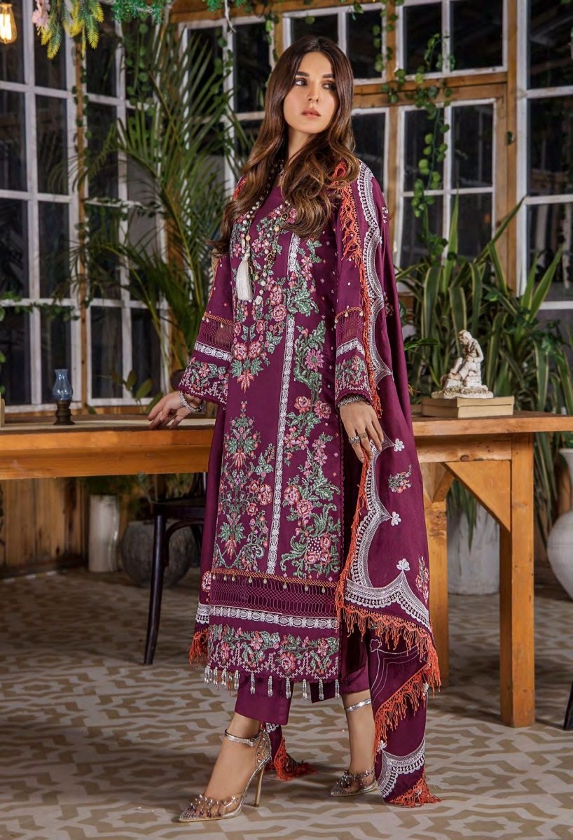 Eshaisha 3 Piece Unstitched Dhanak Embroidered Suit EA-W2-518