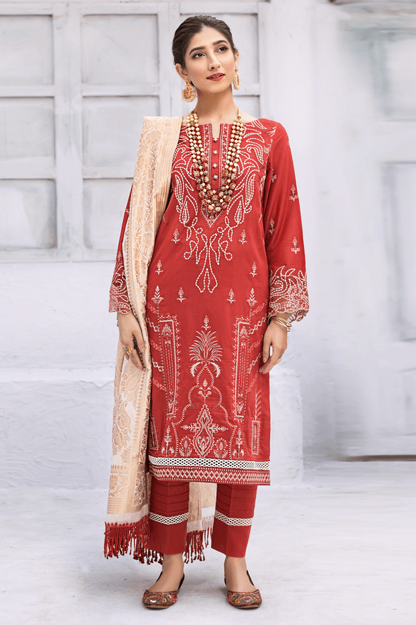 Iznik Festive Lawn Collection 2020 3PC Eomroidered Suit EFL-03 Zard Heera