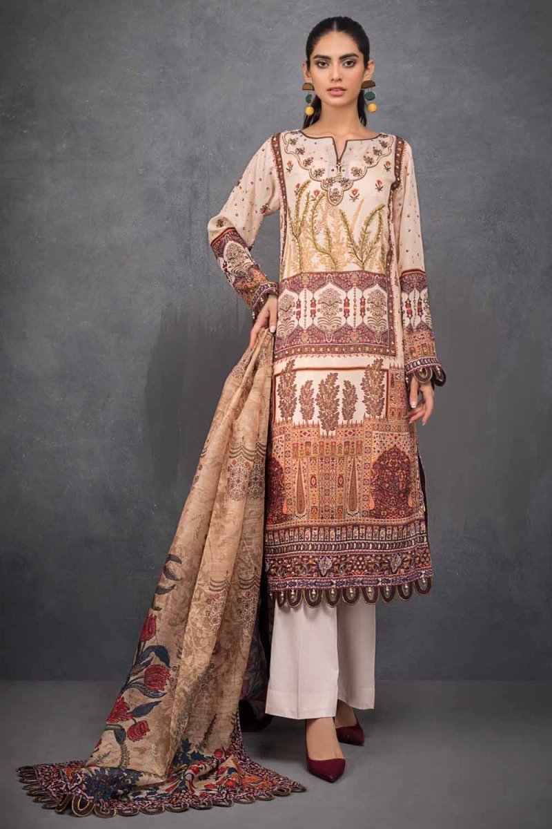 Gul Ahmed 3 PC Unstitched Embroidered Lawn Suit with Cotton Silk Dupatta FE-12008