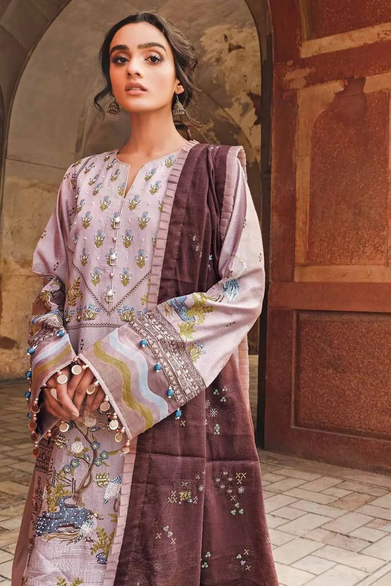 Gul Ahmed 3PC Unstitched Lawn Embroidered Suit with Paper Cotton Dupatta FE-12013