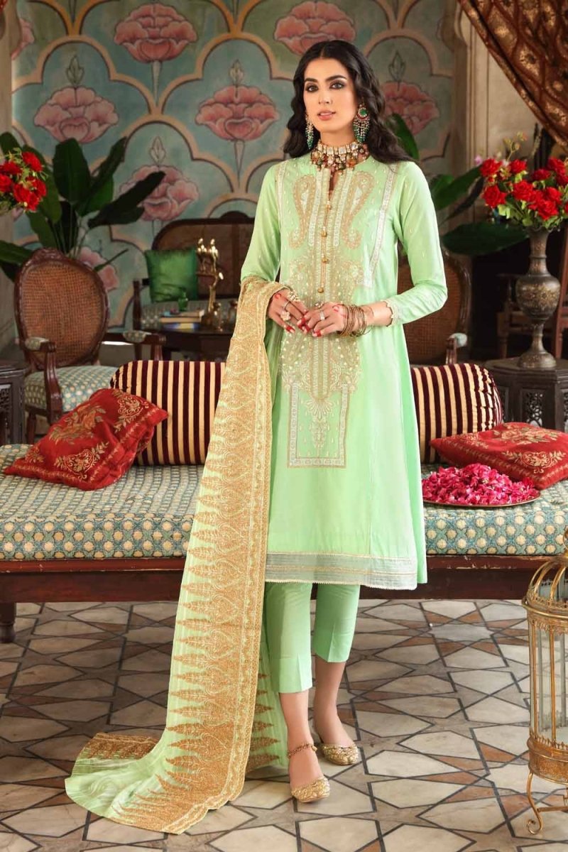 Gul Ahmed 3 PC Unstitched Embroidered Lawn Suit with Yarn Dyed Dupatta FE-12126