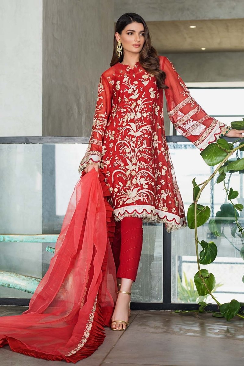 Gul Ahmed 3PC Unstitched Embroidered Suit With Embroidered Organza Dupatta - FE-12220-JASMIN