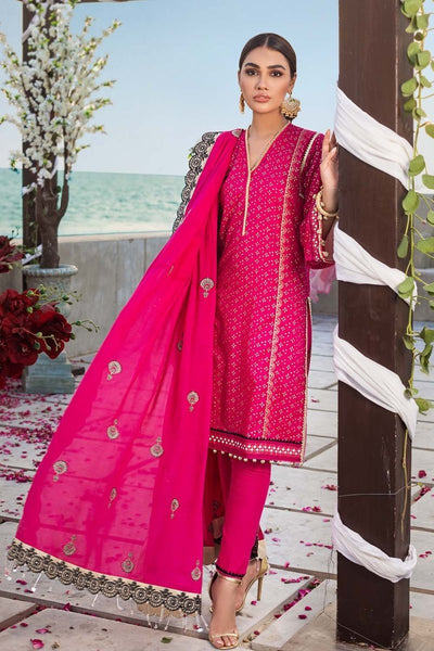 Gul Ahmed 3PC Unstitched Lawn Screen Printed Suit With Embroidered Lawn Dupatta - FE-12230-MASTANI