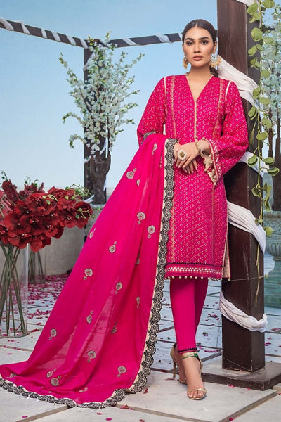 Gul Ahmed 3PC Unstitched Lawn Screen Printed Suit With Embroidered Lawn Dupatta - FE-12230-MASTANI