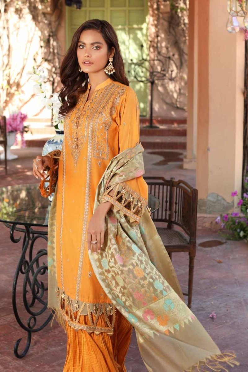 Gul Ahmed 3 PC Unstitched Embroidered Lawn Suit with Jacquard Dupatta FE-12233