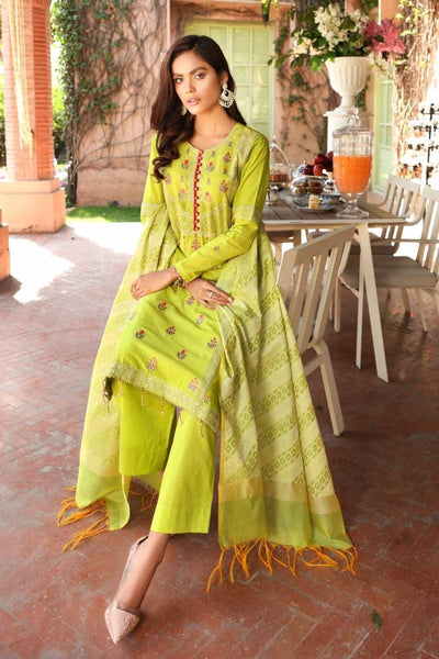 Gul Ahmed 3 PC Unstitched Embroidered Lawn Suit with Jacquard Dupatta FE-12236