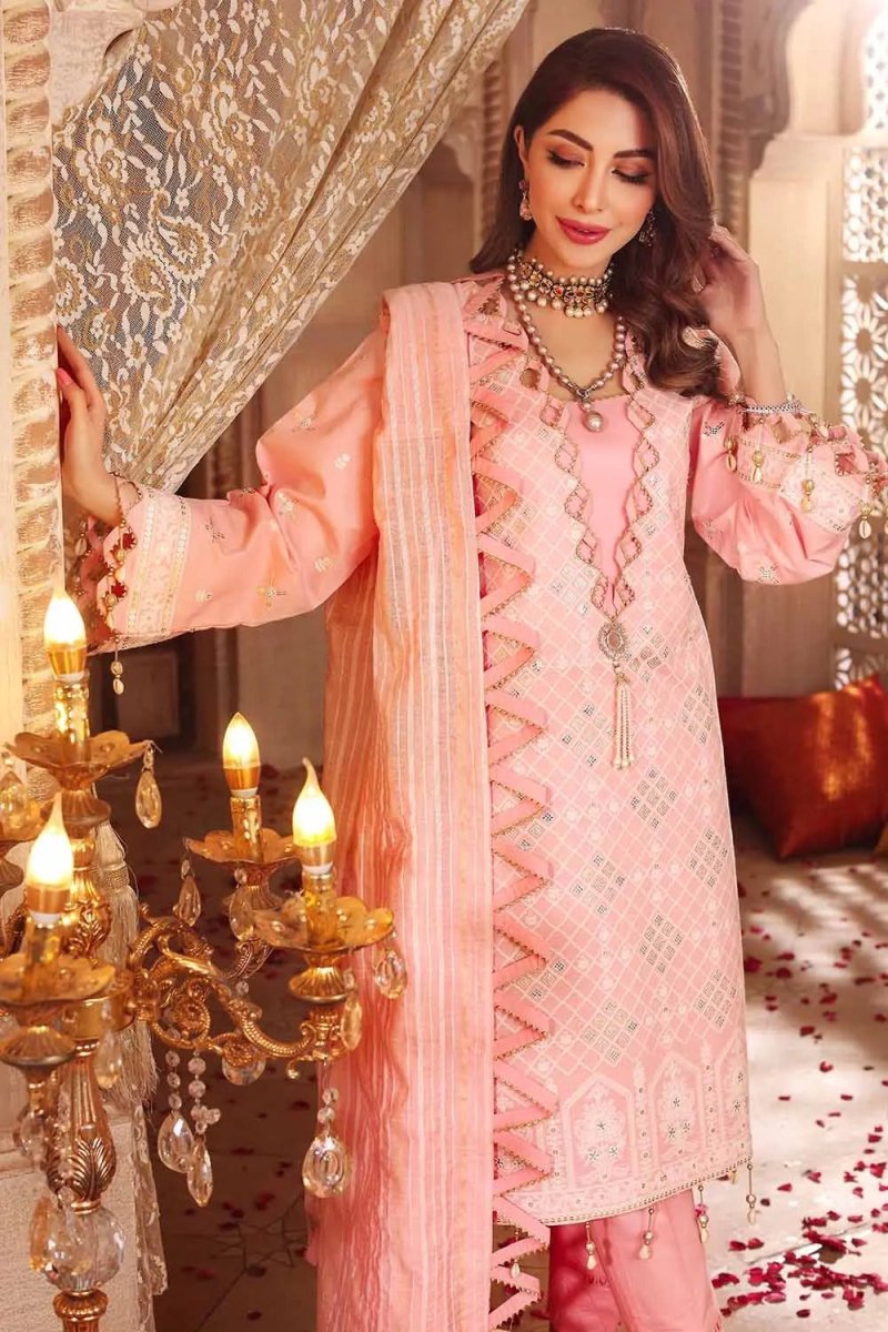 Gul Ahmed 3PC Unstitched Lawn Embroidered Suit with Yarn Dyed Dobby Dupatta FE-12244