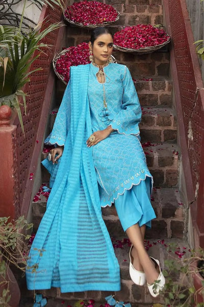 Gul Ahmed 3PC Unstitched Embroidered Cotton Suit with Luxury Dobby Dupatta FE-22020