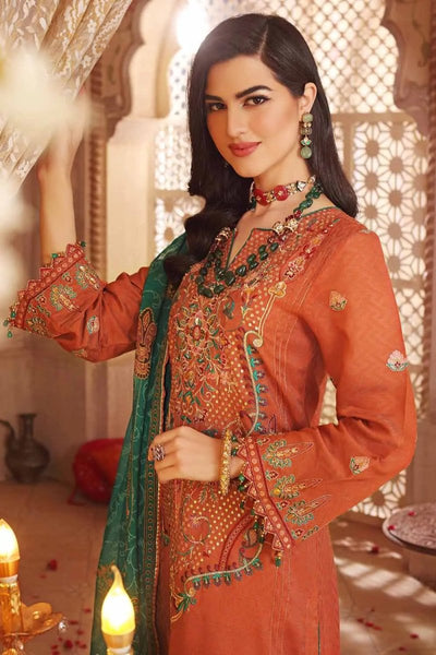 Gul Ahmed 3PC Unstitched Jacquard Embroidered Suit with Cotton Net Dupatta FE-22044