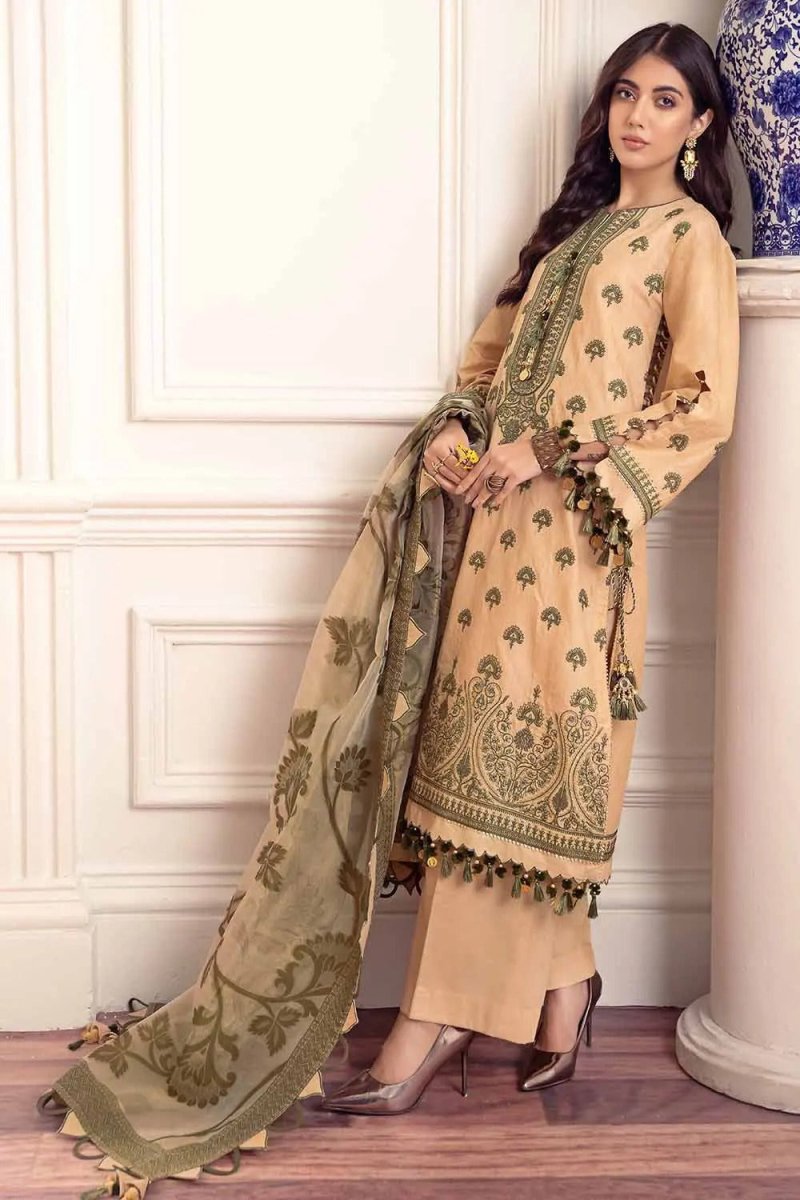 Gul Ahmed 3PC Unstitched Lawn Embroidered Suit with Mehsuri Jacquard Dupatta FE-22071