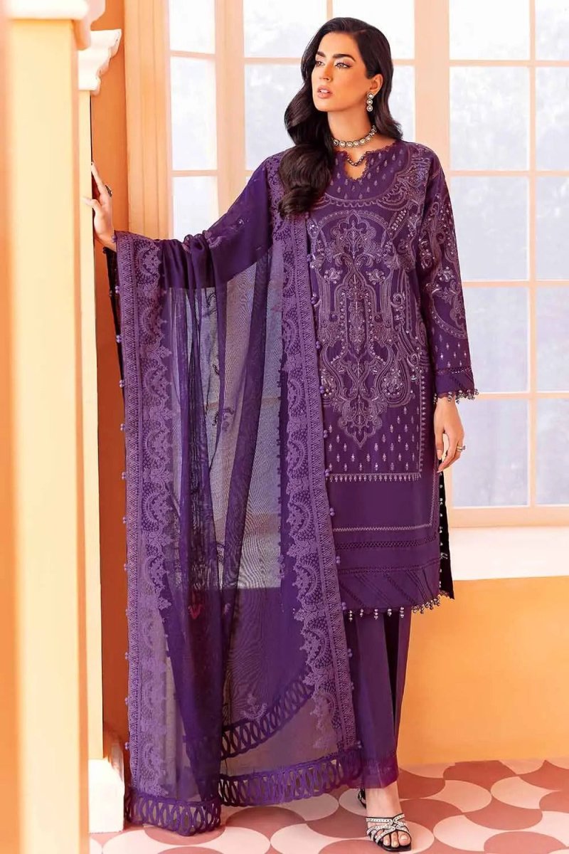 Gul Ahmed 3PC Unstitched Lawn Embroidered Suit with Cotton Net Dupatta FE-22079