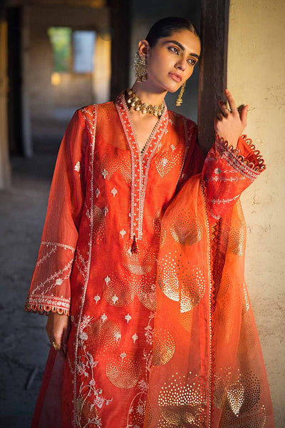 Gul Ahmed 3PC Embroidered Foil Printed Nylon Unstitched Suit with Foil Printed Organza Dupatta FE-32110