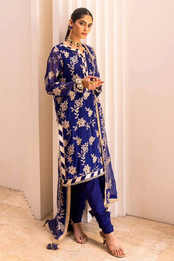 Gul Ahmed 3PC Embroidered Chiffon Unstitched Suit with Embroidered Chiffon Dupatta FE-42002