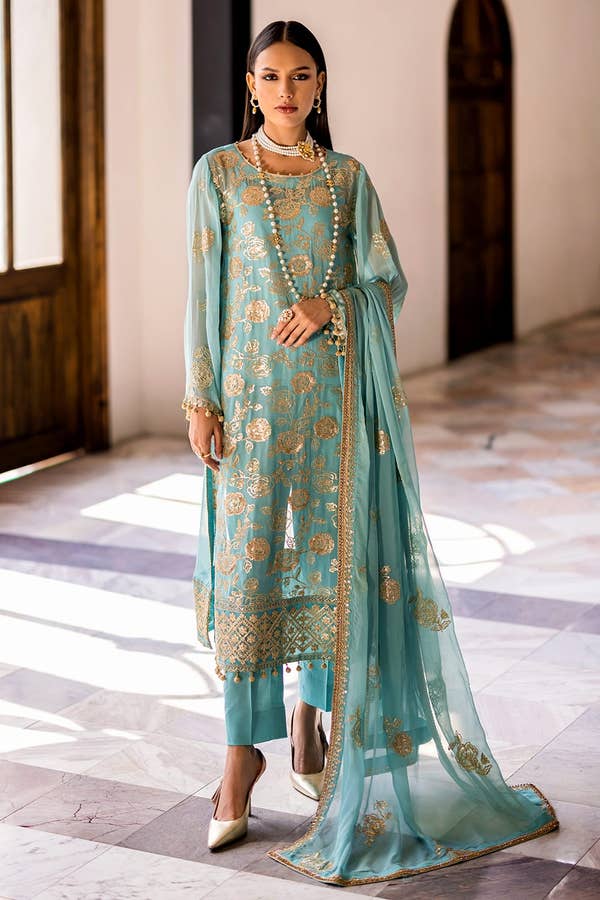 Gul Ahmed 3PC Embroidered Chiffon Unstitched Suit with Embroidered Chiffon Dupatta FE-42026