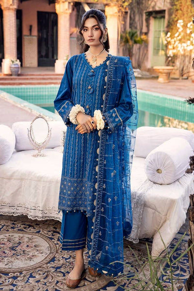 Gul Ahmed 3PC Embroidered Lawn Unstitched Suit with Embroidered Net Dupatta FE-42027