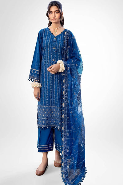 Gul Ahmed 3PC Embroidered Lawn Unstitched Suit with Embroidered Net Dupatta FE-42027