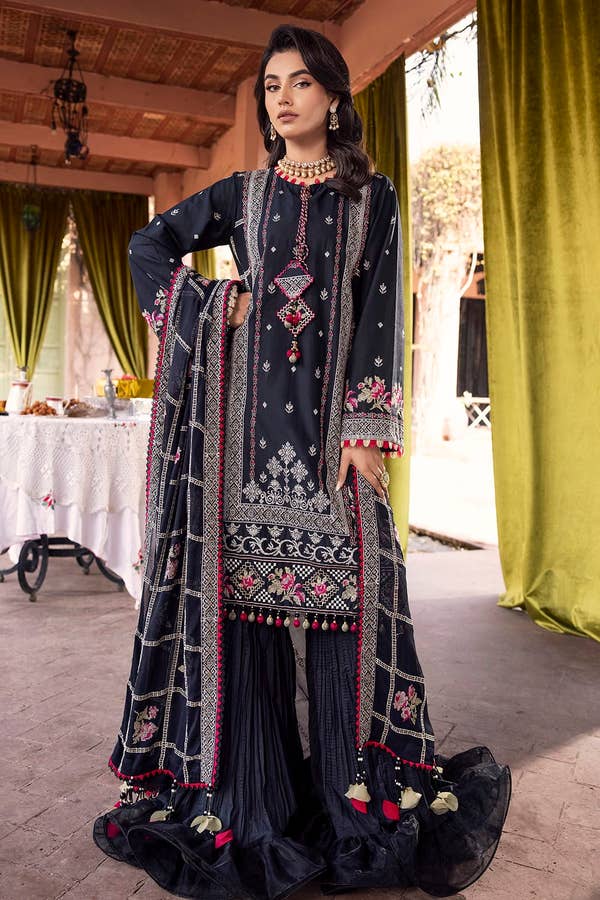 Gul Ahmed 3PC Zari Embroidered Lawn Unstitched Suit with Embroidered Chiffon Dupatta FE-42031