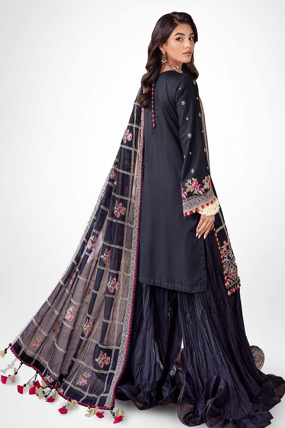 Gul Ahmed 3PC Zari Embroidered Lawn Unstitched Suit with Embroidered Chiffon Dupatta FE-42031