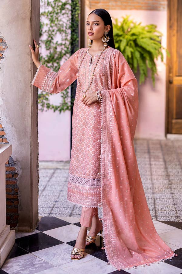 Gul Ahmed 3PC Embroidered Zari Jacquard Unstitched Suit with Embroidered Zari Paper Cotton Dupatta FE-42040