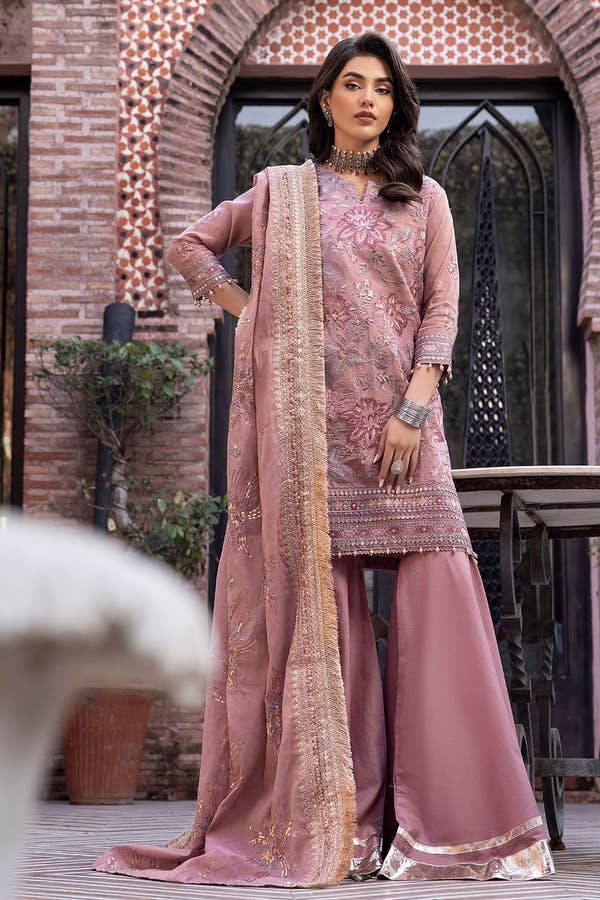 Gul Ahmed 3PC Embroidered Mehsuri Unstitched Suit with Embroidered Mehsuri Dupatta FE-42045