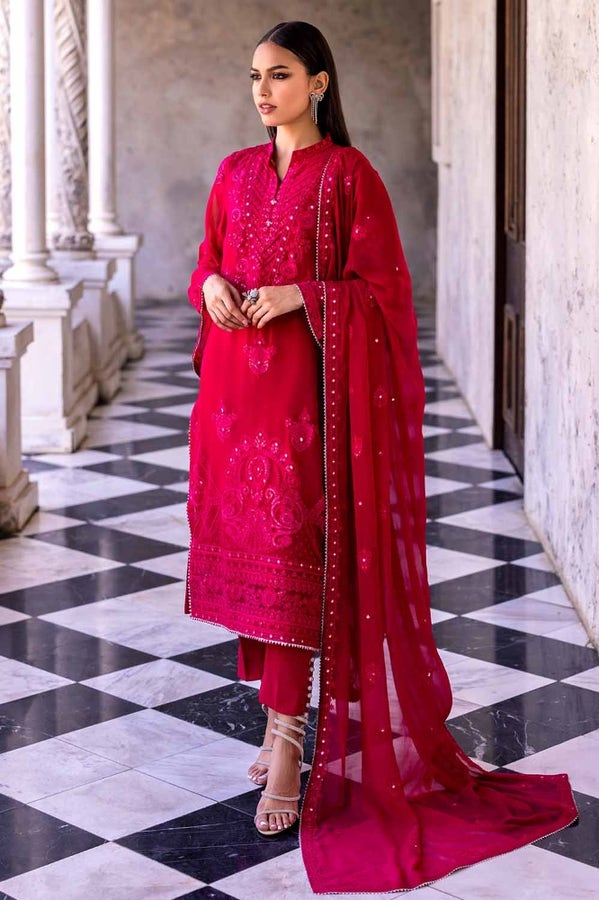 Gul Ahmed 3PC Embroidered Chiffon Unstitched Suit with Embroidered Chiffon Dupatta FE-42047