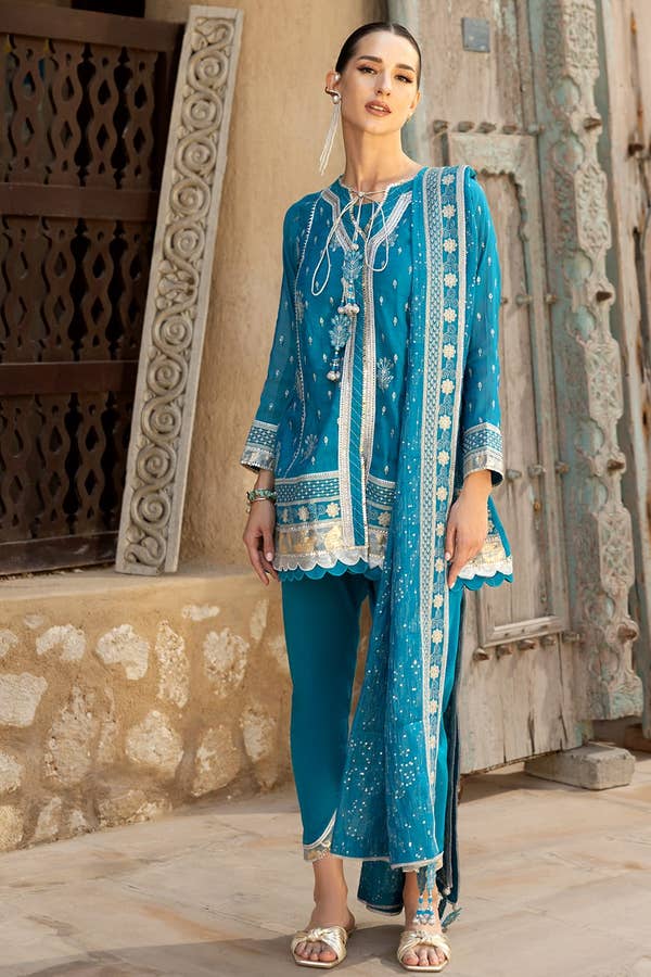 Gul Ahmed 3PC Embroidered Yarn Dyed Unstitched Suit with Embroidered Yarn Dyed Dupatta FE-42049