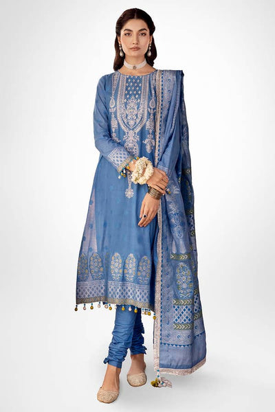 Gul Ahmed 3PC Embroidered Jacquard Unstitched Suit with Jacquard Dupatta FE-42050