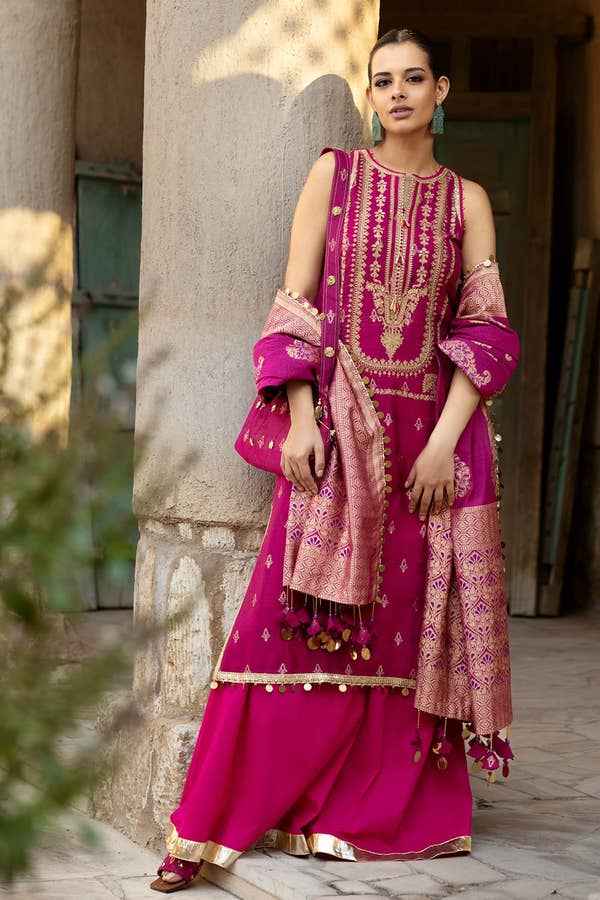 Gul Ahmed 3PC Embroidered Jacquard Unstitched Suit with Jacquard Dupatta FE-42051