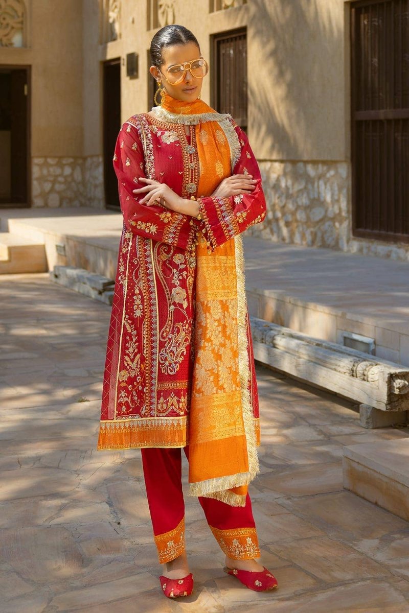 Gul Ahmed 3PC Embroidered Paper Cotton Unstitched Suit with Jacquard Dupatta FE-42056