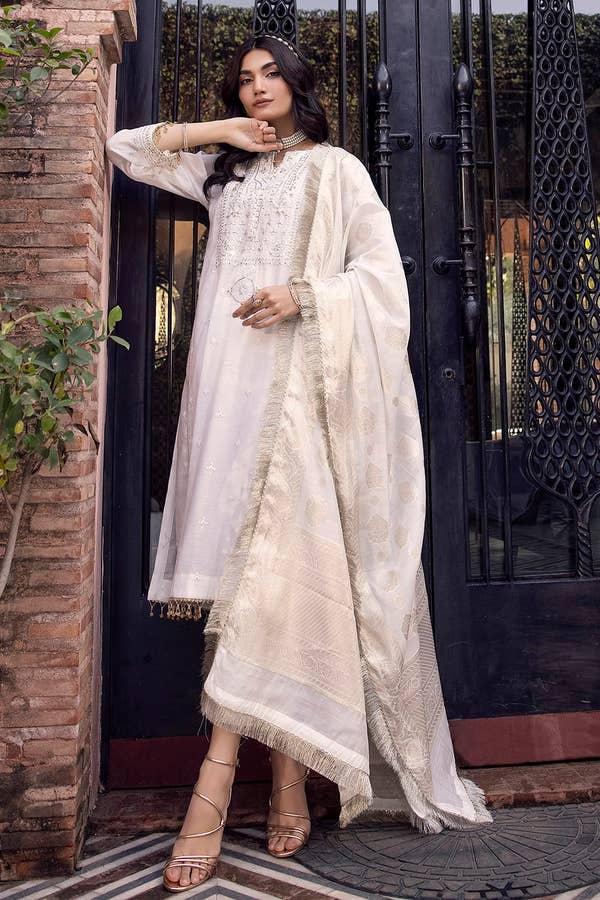 Gul Ahmed 3PC Embroidered Paper Cotton Unstitched Suit with Jacquard Dupatta FE-42060