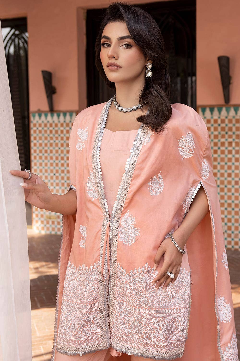 Gul Ahmed 3PC Silver and Lacquer Lawn Unstitched Suit with Jacquard Dupatta FE-42066