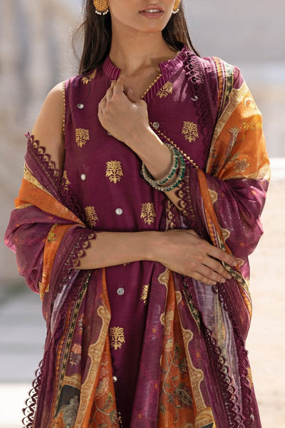 Gul Ahmed 3 Piece Unstitched Embroidered Raw Silk Suit with Paper Cotton Jacquard Dupatta FE-52008
