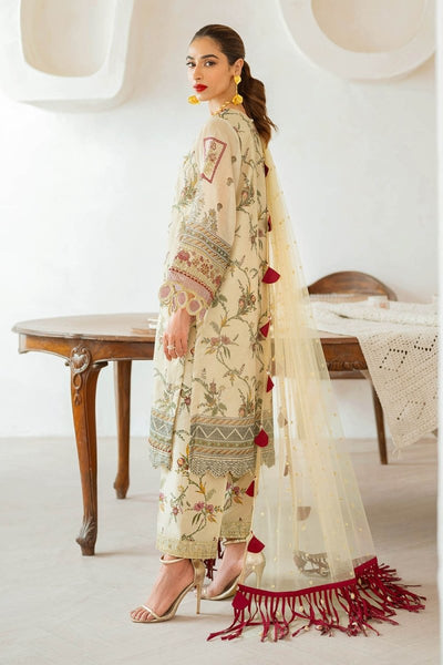 Gul Ahmed 3 Piece Unstitched Embroidered Printed Monar Slub Suit with Embroidered Net Dupatta FE-52010