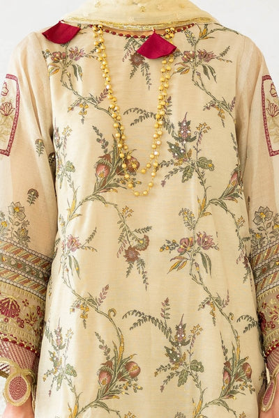 Gul Ahmed 3 Piece Unstitched Embroidered Printed Monar Slub Suit with Embroidered Net Dupatta FE-52010