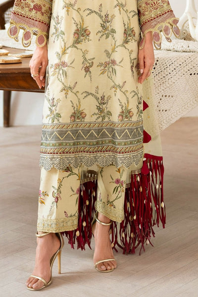 Gul Ahmed 3 Piece Unstitched Embroidered Printed Monar Slub Suit with Embroidered Net Dupatta FE-52010