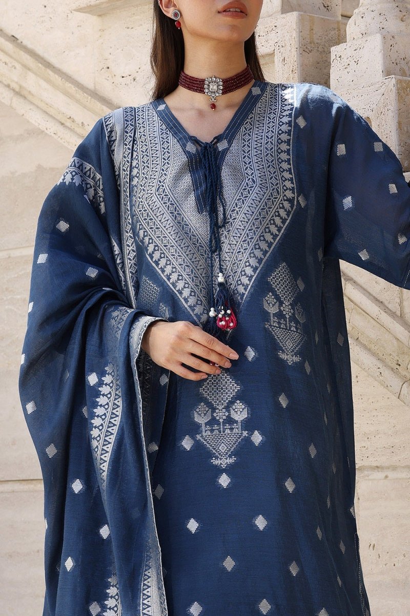 Gul Ahmed 3 Piece Unstitched Paper Cotton Jacquard Suit with Paper Cotton Jacqaurd Dupatta FE-52017