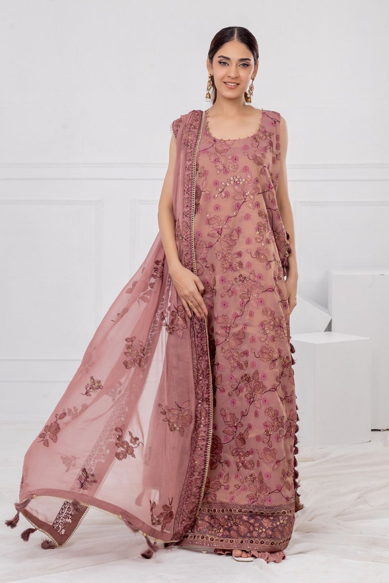 Gul Ahmed 3 Piece Unstitched Embroidered Mehsuri Jacquard Suit With Embroidered Chiffon Dupatta FE-52031