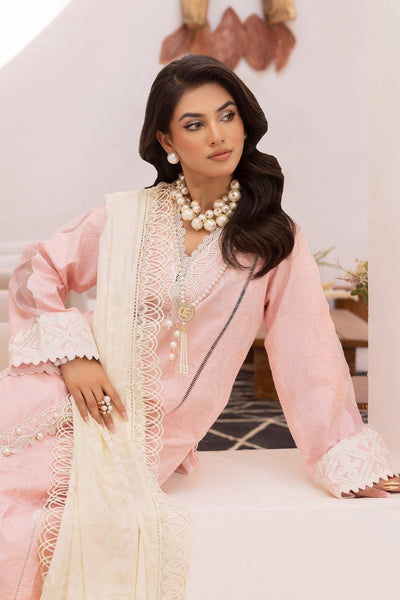 Gul Ahmed 3 Piece Unstitched Embroidered Jacquard Suit with Burnout Raw Silk Dupatta FE-52078