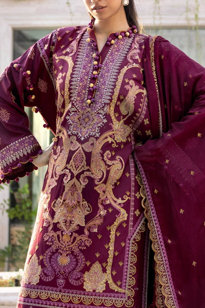Gul Ahmed 3 Piece Unstitched Embroidered Lawn Suit with Embroidered Chiffon Dupatta FE-52100