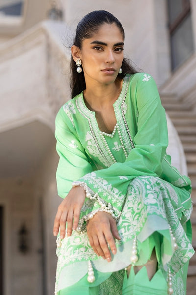 Gul Ahmed 3 Piece Unstitched Embroidered Lawn Suit with Embroidered Chiffon Dupatta FE-52101