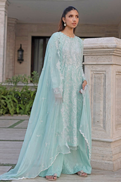 Gul Ahmed 3 Piece Unstitched Embroidered Lawn Suit with Embroidered Chiffon Dupatta FE-52103