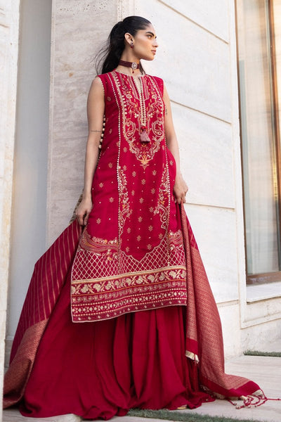 Gul Ahmed 3 Piece Unstitched Embroidered Raw Silk Suit with Jacquard Dupatta FE-52124