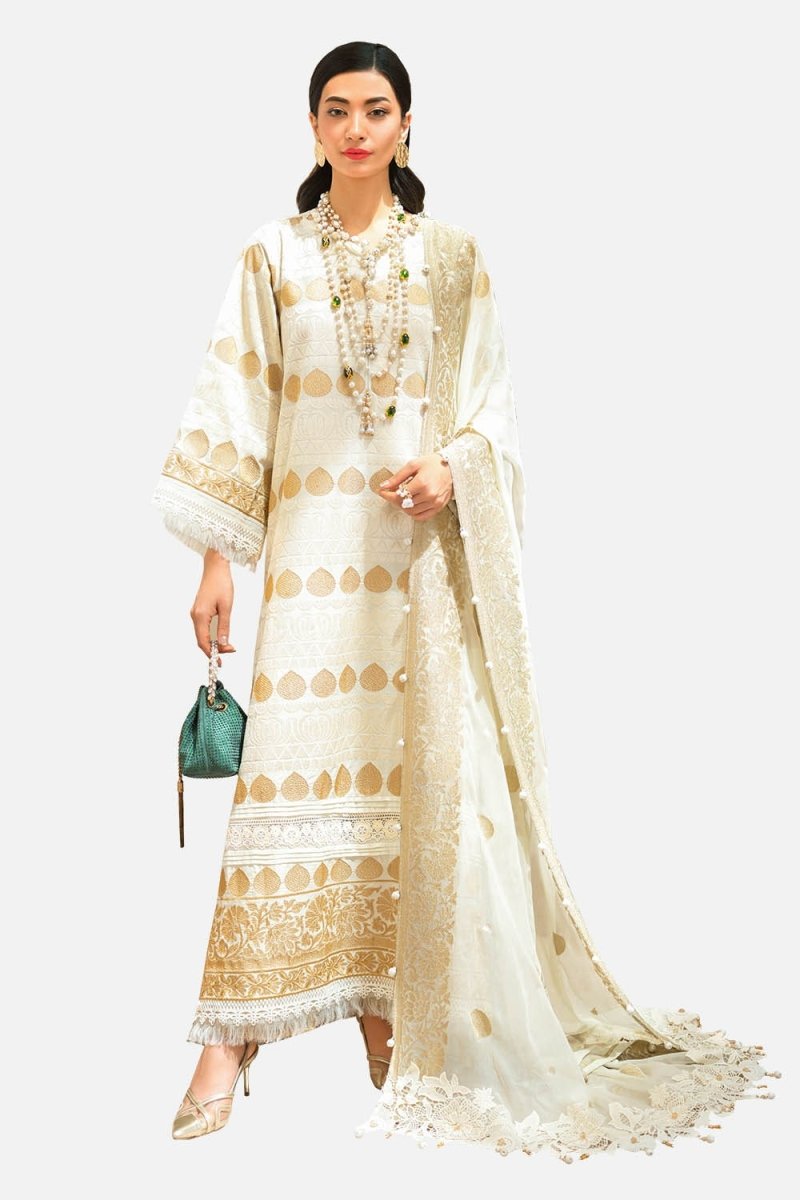 Gul Ahmed 3 Piece Unstitched Embroidered Lawn Suit with Embroidered Chiffon Dupatta FE-52128