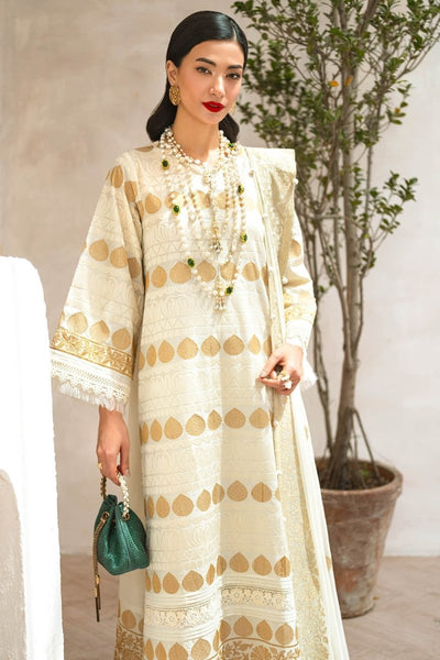 Gul Ahmed 3 Piece Unstitched Embroidered Lawn Suit with Embroidered Chiffon Dupatta FE-52128